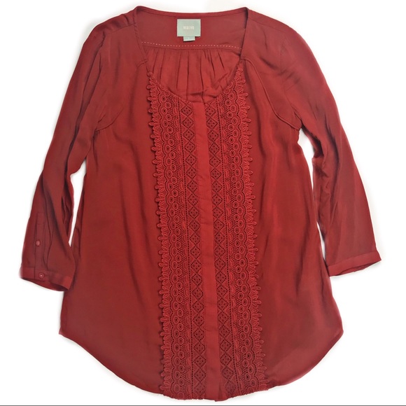 Maeve Anthropology Orange Button Down Size 2 - Picture 1 of 6